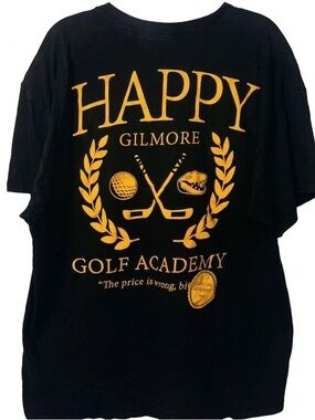 Happy Gilmore Golf Academy Tee - Black with Gold Print
